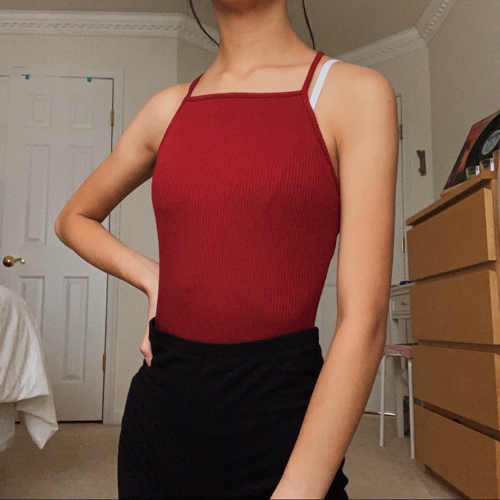 FOREVER 21 red halter bodysuit
